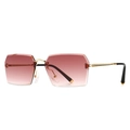 Lunettes de soleil carrées sans monture avec verres dégradés marron et branches dorées - Or Dégradé Rouge