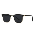 Classic black and gold clubmaster polarized sunglasses with dark grey lenses for men - Black Gold Frame Black Grey Lens