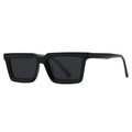 Square matte black polarized sunglasses for men and women with retro frame design - Black Frame Black Grey Lens