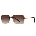 Lunettes de soleil rectangulaires sans monture dorées avec verres marron dégradé - Double Marron Doré