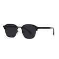 Classic black and silver half-frame polarized sunglasses with dark grey lenses - C5 Black Gun Frame Black Grey