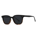 Vintage tortoiseshell and black frame polarized sunglasses with silver rivets - Black Hawksbill Pattern Dark Gray Lens