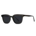 Classic square frame sunglasses in translucent grey with dark grey polarized lenses - C4 Tea Frame Black-Gray Lens