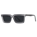 Square polarized sunglasses with translucent smoke grey matte frame and black lenses - Grey Frame / Black Grey Lens