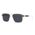 Classic aviator sunglasses with transparent frames, dark grey lenses and gold metal details - Transparent Frame Black Grey Lens (C5)