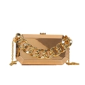 Golden geometric hardshell evening clutch bag with chunky chain and crossbody strap - Gold