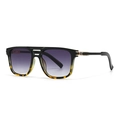 Retro pilot sunglasses with black and tortoise shell frame and purple gradient lenses - Black Hawksbill Gradient Grey