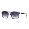 Square aviator sunglasses with translucent grey frame and purple gradient lenses - Transparent Grey Frame Purple Gradient Lens (C8)