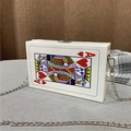 Cute Ace of Hearts poker card shaped hard shell chain bag in white acrylic finish - White (Ace/King Style)