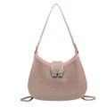 Pink rhinestone hobo bag with silver W-buckle and elegant chain shoulder strap - Large / Pink