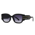 Modern retro cat-eye sunglasses with black frame and gradient lenses and gold accents - Black Frame Gradient Gray Lenses (C4)