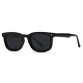 Classic polarized square black sunglasses with silver rivet accents and dark grey lenses - Sand Black / Black Grey