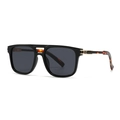 Lunettes aviateur carrées avec monture noire, verres gris et branches en écaille - Noir Gris Branche Hawksbill