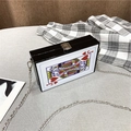 Quirky Jack of Hearts poker card box bag with silver chain strap in black finish - Black (Jack Style)