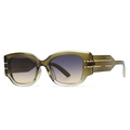 Modern cat-eye sunglasses with translucent olive green frames and gradient purple lenses - Olive Green Frame Gradient Lenses (C7)