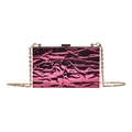 Fuchsia quilted metallic evening bag with gold chain strap and stylish textured surface - Pink (Rose Pink)