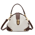 Borsa a mano bicolore bianco e marrone con motivo litchi e fibbia dorata - Bianco Sporco