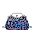 Funkelnde geometrische Pailletten-Abendtasche in Blau und Lila mit Metallgriff - Blau