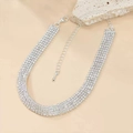 Collana tennis multistrato in argento con catene di strass e chiusura a moschettone - Catena di Strass a Cinque File