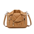 Sac bandoulière marron en similicuir en forme de veste avec zips dorés - Kaki