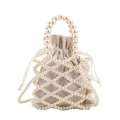 Gewebte Perlenhandtasche mit Kordelzug-Innentasche und elegantem Band für Damen - Vertikale Netzart