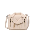 Sac bandoulière chic en similicuir beige en forme de veste biker avec détails dorés - Blanc Cassé