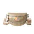 Marsupio scintillante con strass da donna con catena in metallo e finiture in pelle laser - Oro