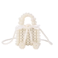 Elegante borsa a mano in perle bianche con fiocco in raso e tracolla in perle - Bianco Sporco