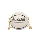 Chic white basketball shaped crossbody bag with gold chain strap and artistic lettering - White