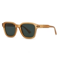 Modern retro square sunglasses with amber translucent frames and dark green lenses - Amber Frame Green Lens (C2)