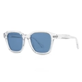 Modern square clear frame sunglasses with light blue lenses for a retro minimalist look - Transparent Frame Blue Lens (C3)