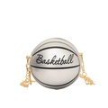 Chic silver mini basketball-shaped crossbody bag with gold chain strap for women - Silver