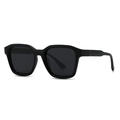 Modern retro square flat top sunglasses in matte black with dark grey lenses for street style - Black Frame Black Grey Lens (C1)