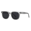 Classic square matte gray sunglasses with dark lenses shown in a 45-degree angle view - Grey Frame / Black Grey Lens