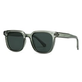 Modern retro square sunglasses with dark grey lenses and translucent olive green frames - Green Frame / Green Lens