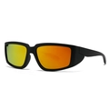 Lunettes de soleil sport carrées avec monture noire mate et verres miroirs orange vif - Monture Noire Verres Oranges