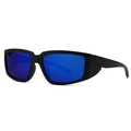 Lunettes de soleil carrées sport avec monture noire mate et verres miroirs bleus - Monture Noire Verres Bleus