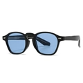 Vintage Retro Sonnenbrille mit schwarzen Rahmen, blauen Gläsern und silbernen Nieten - Schwarzer Rahmen Blaue Gläser
