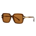 Lunettes de soleil aviateur carrées rétro avec monture marron et accents dorés - Monture Thé Verres Thé