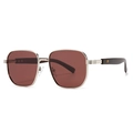 Classic square metal polarized sunglasses with brown lenses and silver frames for men - Silver Frame Wine Red Lens