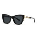 Classic aviator style double bridge square sunglasses with black frame and gold metal accents - C1 Black Frame Grey Lens