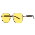 Classic square metal sunglasses with yellow transparent lenses and dark temples - Silver Frame Yellow Lens