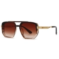Retro double-bridge square sunglasses with brown gradient frames and metal temples - Tea Gradient Frame Tea Lens (C4)