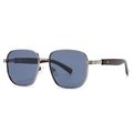 Square polarized sunglasses with gunmetal frames and wooden temple tips on white background - Gunmetal Frame Black Grey Lens