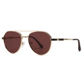 Classic aviator sunglasses with gold metal frame and dark brown polarized lenses - Gold Frame Wine Red