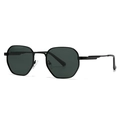 Octagonal polarized sunglasses for men with black metal frames and dark lenses - Black Frame Dark Green Lens (G15)