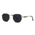 Polarized polygon metal sunglasses with gold frame and black lenses for men - Gold Frame Black Grey