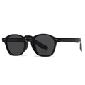 Klassische schwarze Panto-Sonnenbrille mit silbernen Nieten und grauen Gläsern - Schwarzer Rahmen Schwarz Graue Gläser