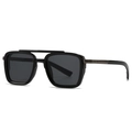 Classic black pilot square sunglasses with a sturdy double bridge and dark grey lenses - Black Grey Gunmetal Accessories