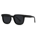 Modern square black sunglasses with a matte finish and wide temples in a minimalist style - Black Frame Black Grey Lens